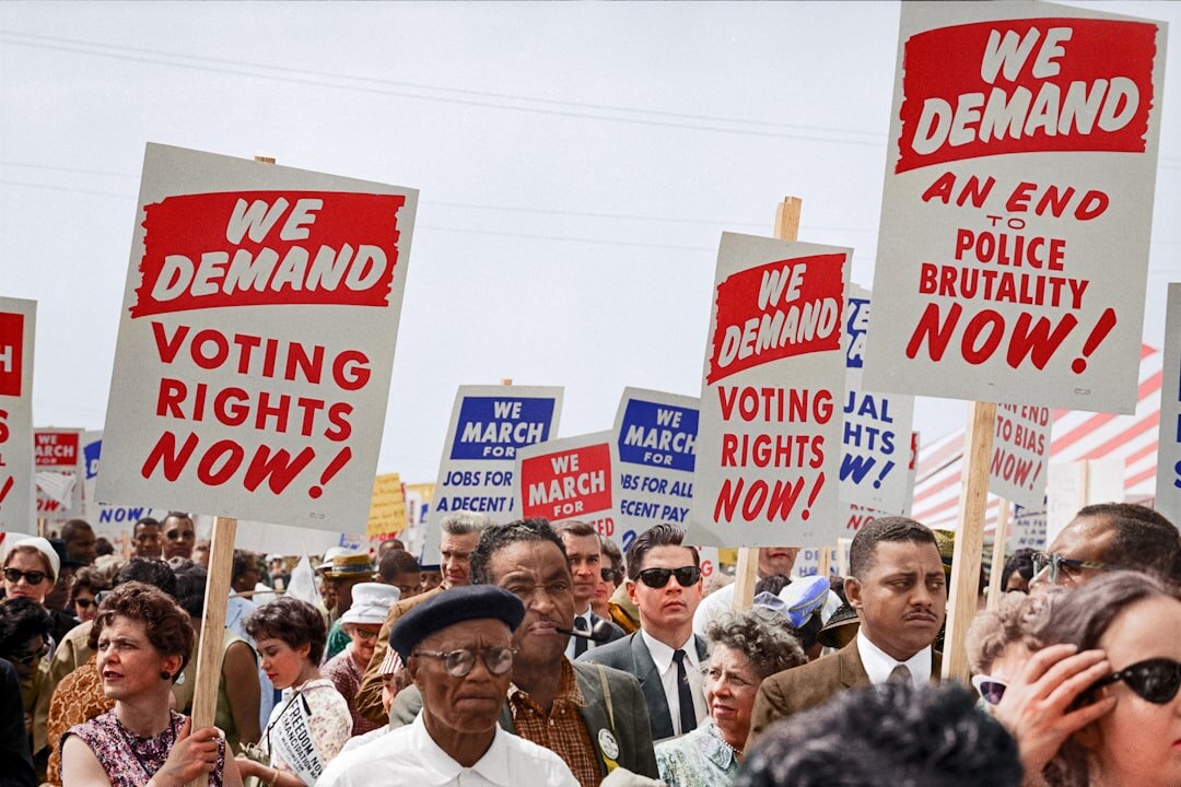 protest rally with signs