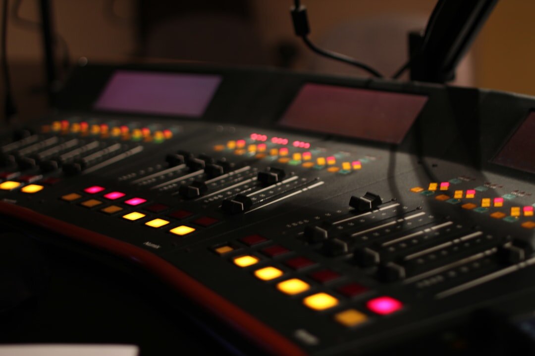 modern radio studio with headphones
